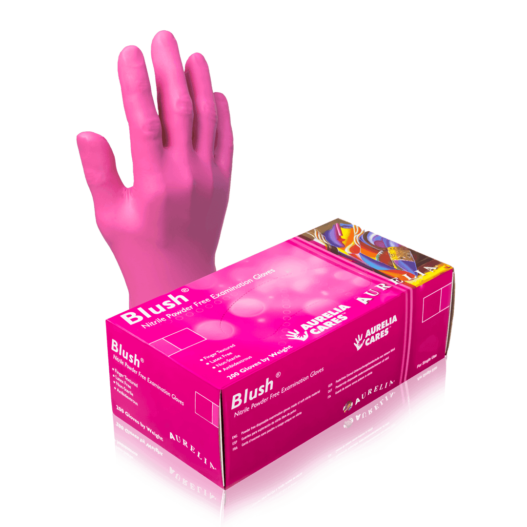 Aurelia Blush Nitrile Gloves (Box of 200) - Glove - Mithra Tattoo Supplies Canada