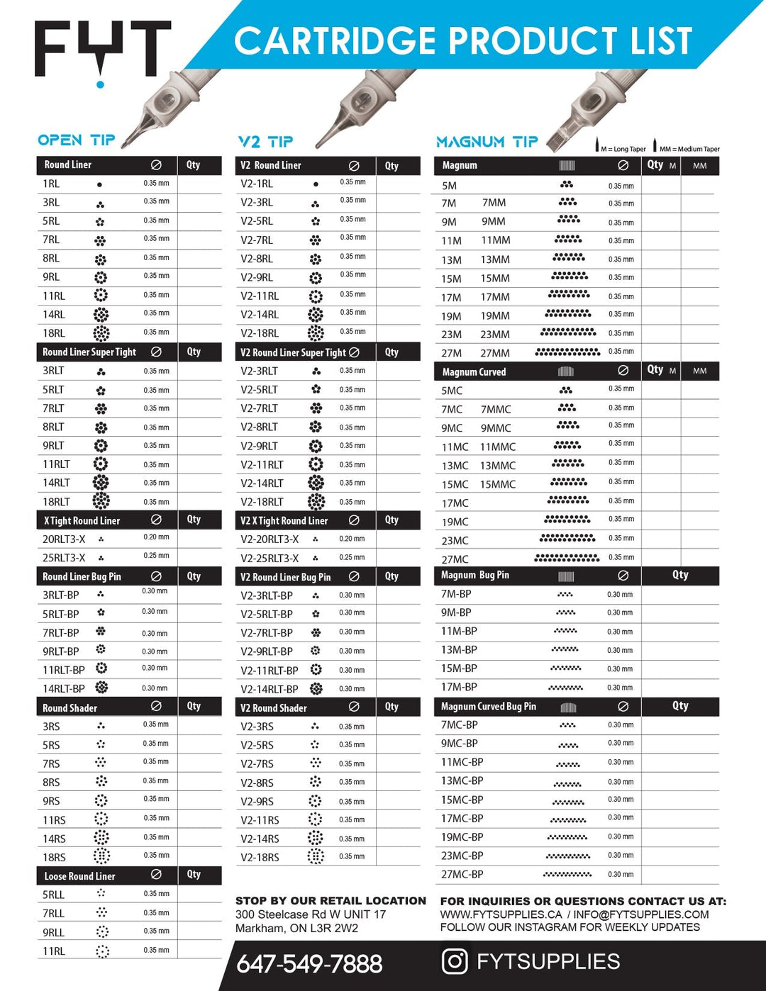 FYT Round Liner Cartridges - Cartridges - Mithra Tattoo Supplies Canada